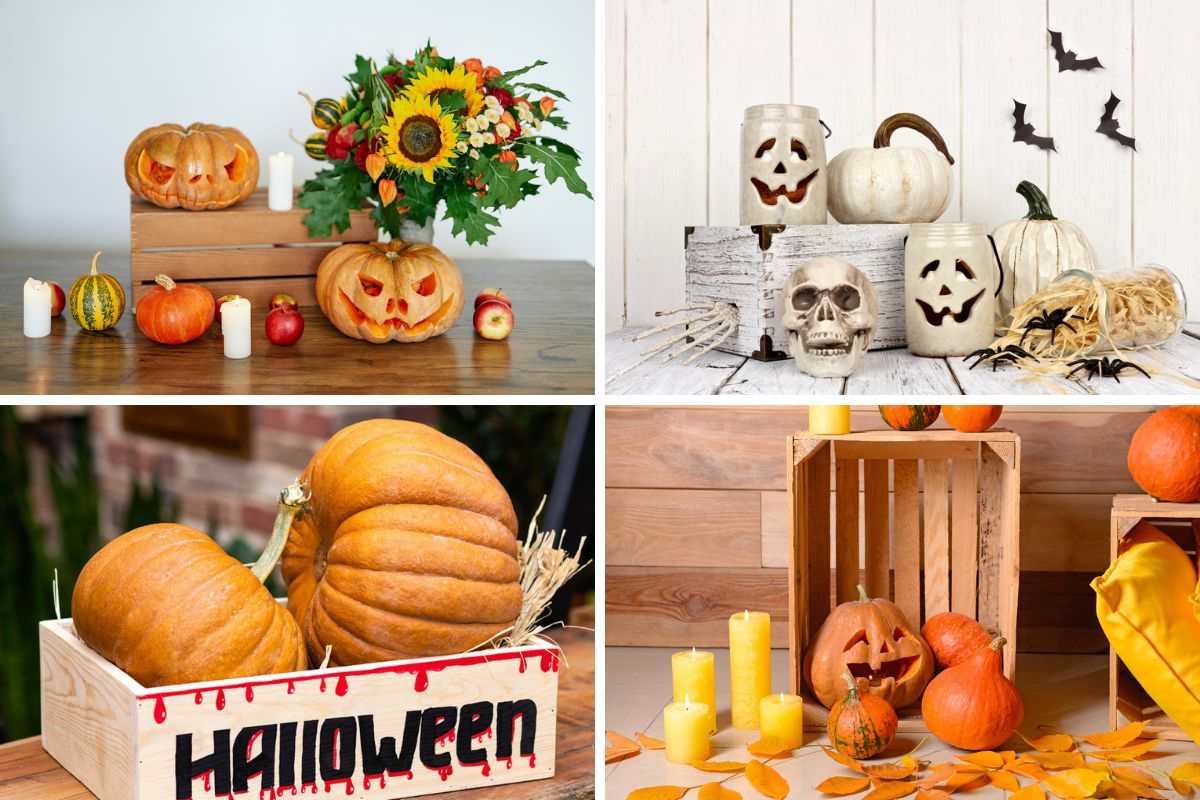 come creare decorazioni per halloween con le cassette di legno