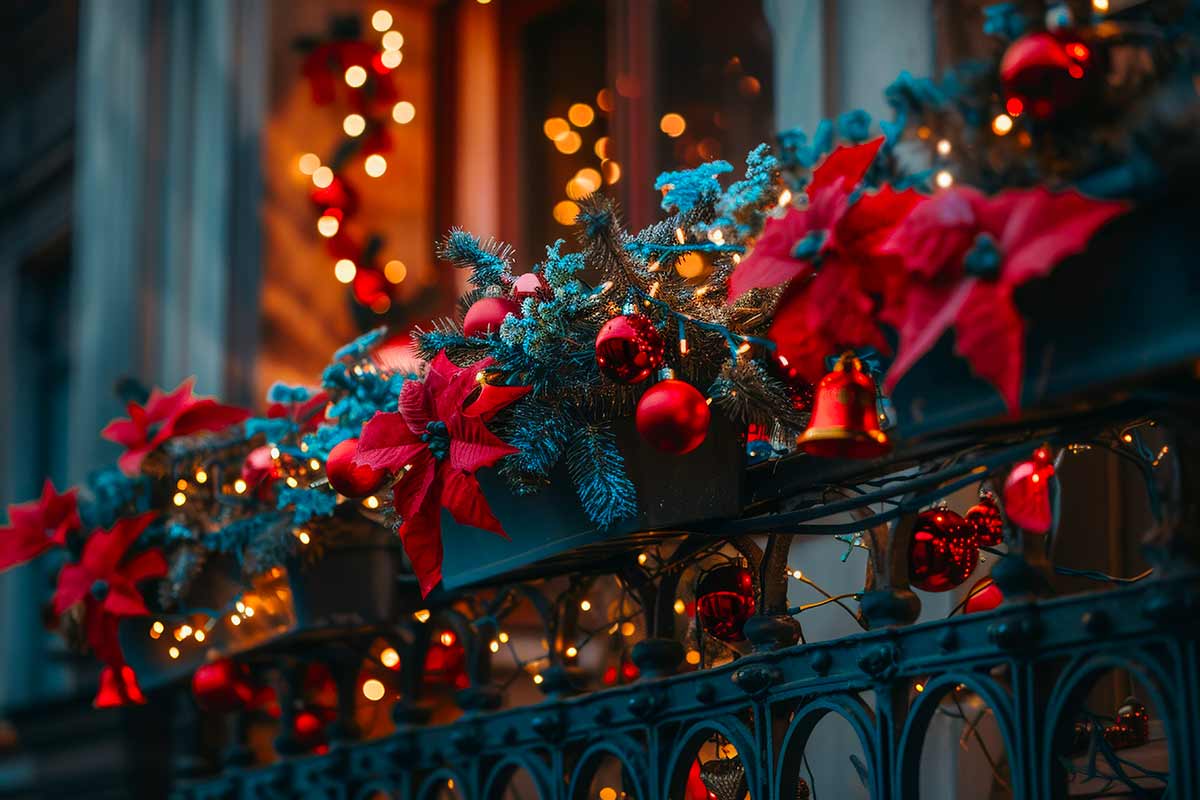 decorazione di Natale sul balcone