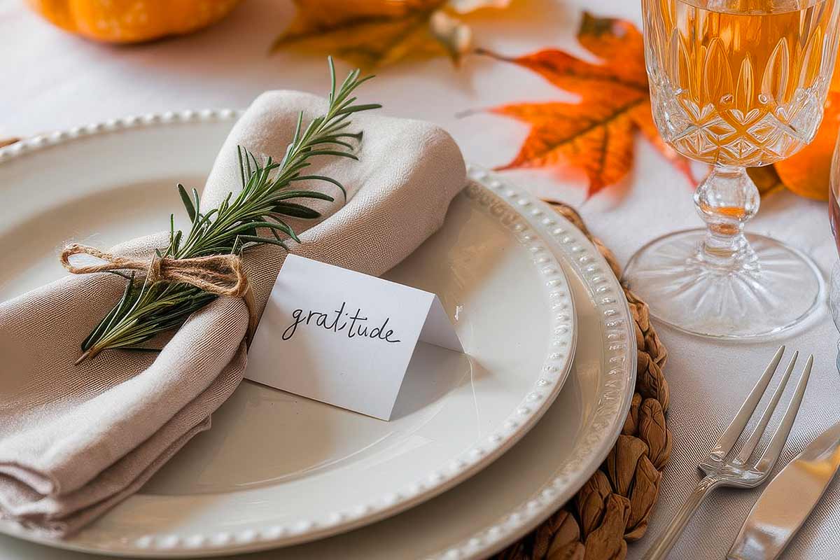 segnaposto fai da te con rosmarino per la cena di Natale